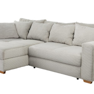 Ecksofa Cord grau-beige Schlaffunktion Bettkasten 288 x 186 cm - KAMPEN