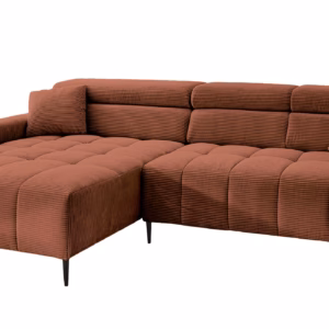 Ecksofa Cord rost elektrisch ausfahrbar 256 cm - OT links - SIMPLE