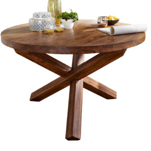 Esstisch 120 cm rund Sheesham massiv gebeizt - BARK