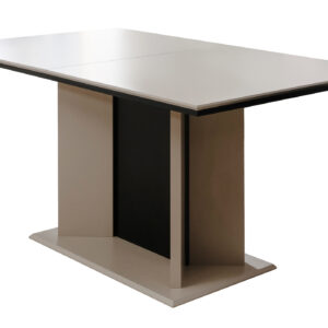 Esstisch 160 - 200 cm ausziehbar beige schwarz Säulentisch - ARONA