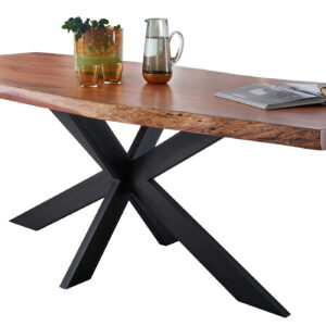 Esstisch Baumkantentisch 140 cm massiv lackierte Akazie - TIM