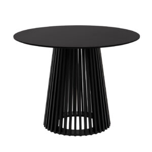 Esstisch rund 100 cm schwarz - Lamellen-Sockel - GARLE