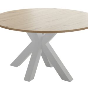 Esstisch rund ausziehbar 130 cm Asteiche - weiß - BIG SYSTEM