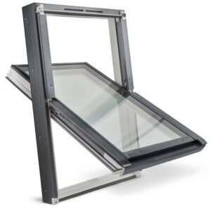 Fakro Dachfenster Schallschutzfenster dreifach Verglasung aus Kunststoff Fakro PTP-V P50 ABMX  GREENVIEW und Eindeckrahmen - Uw: 1,0 W/m²K - 15% Förderung