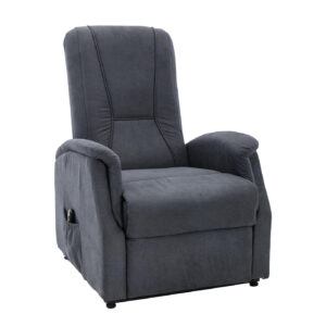 Fernsehsessel grau Samtbezug mit Motor und Aufstehhilfe - LEANA