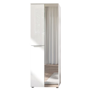 Garderobenschrank Spiegel weiß Glasfront 65 cm - SANTORIN