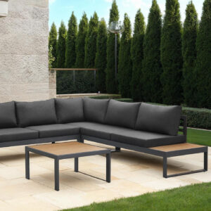 Gartenmöbel Lounge Set 247 x 247 cm Teak Holzopotik - PAROS