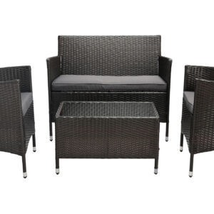 Gartenmöbel Set 4-teilig Polyrattan schwarz mit Kissen - SOLI