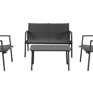 Gartenmöbel Set 4-teilig schwarz Gartentisch 85 x 44 cm - LENI