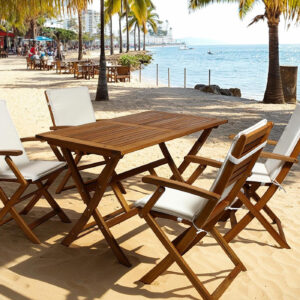 Gartenmöbel Set 5 tlg massiv Akazie Tisch 120 cm - LIAN