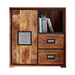 Highboard 1 Tür 2 Schubladen Akazie Altholz massiv natur 75 cm - NARVIK