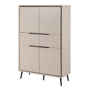 Highboard 4 Türen 2 Schubladen beige schwarz 90 cm - ARONA