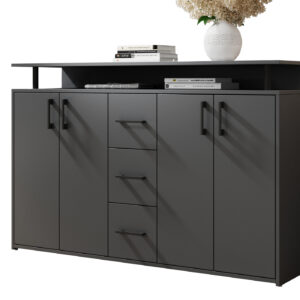 Highboard 4 Türen 3 Schubladen Anthrazit 139 cm - DRIFT