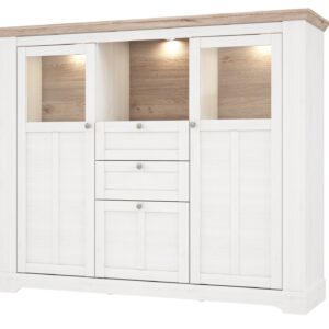Highboard Schneeeiche 136 cm mit LED - Beleuchtung - ILOPPA