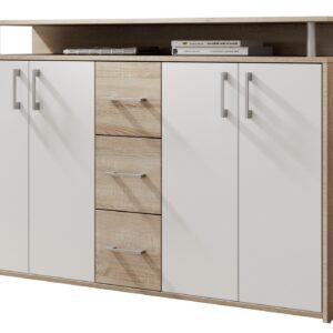 Highboard Sonoma Eiche - weiß - 4-türig - 139 cm - DRIFT