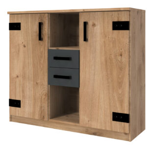 Highboard mit 2 Schubladen Eiche - graphit 124 cm - LIVERPOOL