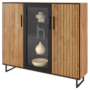 Highboard mit Glastür Eiche geölt 146 cm - BELLA