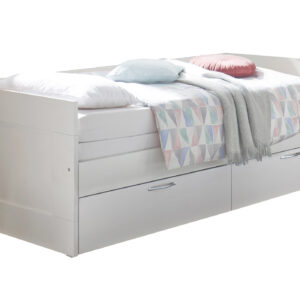 Jugendbett ausziehbar mit Schubladen weiß 90 x 200 cm - SALIAS