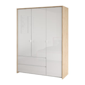 Kleiderschrank 149 cm weiß hochglanz - Jackson Hickory 3-türig - NEXT