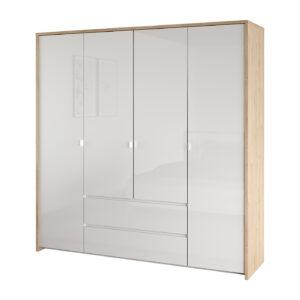 Kleiderschrank 197 cm weiß hochglanz - Jackson Hickory 4-türig - NEXT