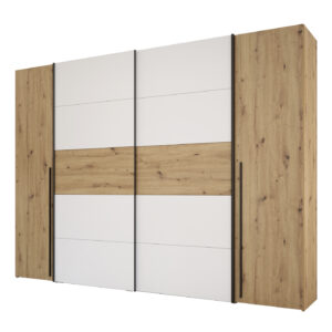 Kleiderschrank Artisan Eiche - weiß - 270 cm - Schwebetüren - NARAGO
