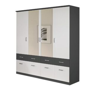 Kleiderschrank Spiegel - 181 cm - grau - weiß - rauch - BREMEN-EXTRA