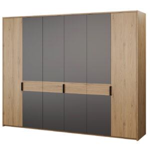 Kleiderschrank Wildeiche grau 266 cm - 6-türig - VALPECULA