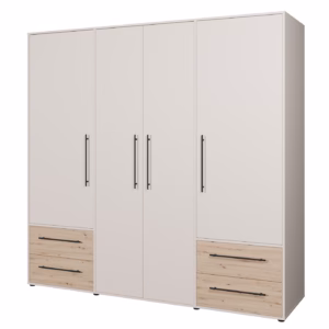 Kleiderschrank beige Artisan Eiche - 206 cm - 4 Türen - MOKKARIS