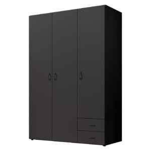 Kleiderschrank graphit - 120 cm -  3-türig - BASE