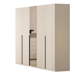 Kleiderschrank mit Spiegel 230 cm beige - 5-türig - FAVORITA