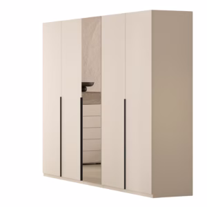Kleiderschrank mit Spiegel 230 cm beige - 5-türig - FAVORITA