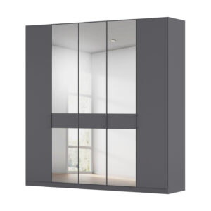 Kleiderschrank mit Spiegel grau 226 cm - rauch - VERSITY