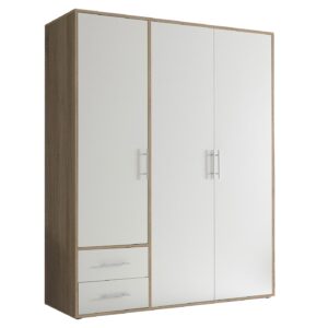 Kleiderschrank weiß - Sonoma Eiche - 155 cm - VALBORG