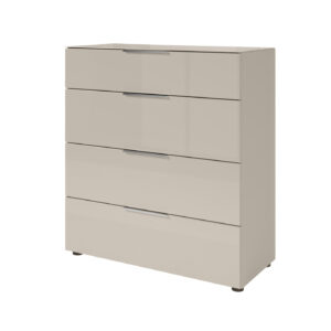 Kommode 4 Schubladen - beige - Glasfront - 90 cm - SANTORIN