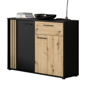 Kommode mit 1 Schublade Artisan Eiche - schwarz 115 cm - CARDIGAN