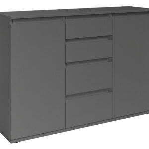 Kommode mit 4 Schubladen anthrazit 119 x 35 cm - 2-türig - BRESTA