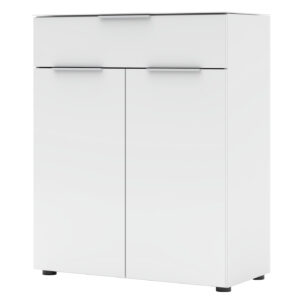 Kommode mit Schublade weiß Glasfront 80 cm - SANTORIN