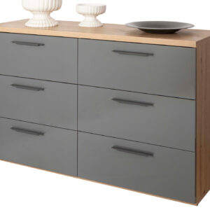 Kommode mit Schubladen grau hochglanz 136 cm - SPOSAMI