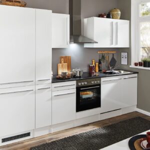 Küchenzeile 310 cm - weiß hochglanz - inkl. Elektrogeräte - JAZZ