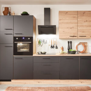 Küchenzeile - schwarz matt - 310 cm - inkl. Elektrogeräten - LAUREEN