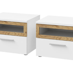 Nachttisch Paar weiß 52 x 42 cm mit Schublade - MAYACUS