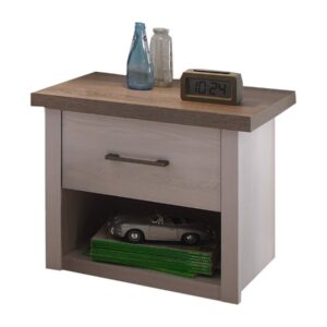 Nachttisch Pinie weiß 51 cm x 43 cm Nachtkästchen - LUCA