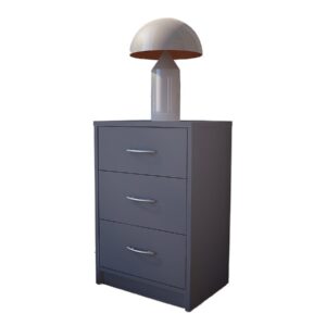 Nachttisch graphit 39 cm x 28 cm 3 Schubladen - PEPE