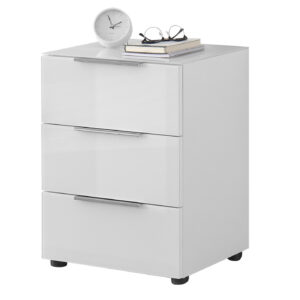 Nachttisch weiß - Glasfront - 45 x 40 cm - SANTORIN