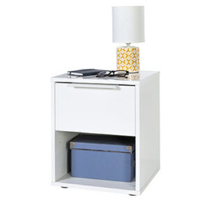Nachttisch weiß hochglanz 37 x 45 cm 1 Schublade - ESPRESSO
