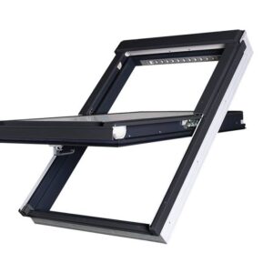 Fakro FAKRO Kunststoff-Schwingfenster 3-Fach Verglasung Dachfenster PTP-V/AN U4 mit Eindeckrahmen (innen in ANTHRAZIT)