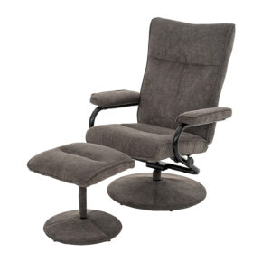 Relaxsessel mit Hocker grau Microfaser - drehbar - MORENA