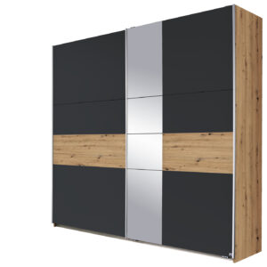 Schwebetürenschrank - Spiegel grau Eiche 218 cm - rauch - BOSTON