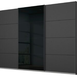 Schwebetürenschrank grau Glasfront - 271 cm- rauch - KULMBACH