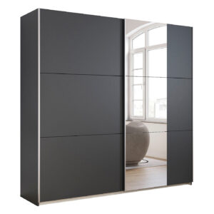 Schwebetürenschrank grau Spiegel 218 cm - rauch - KRONACH
